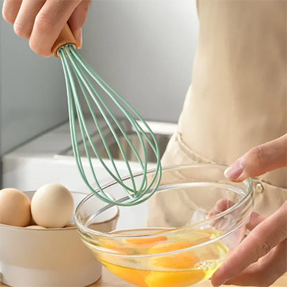 12-Piece Silicone Kitchen Utensils Set with Wooden Handles & Storage Bucket