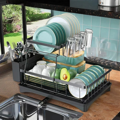 2-Tier Kitchen Dish Drying Rack – Removable & Spacious
