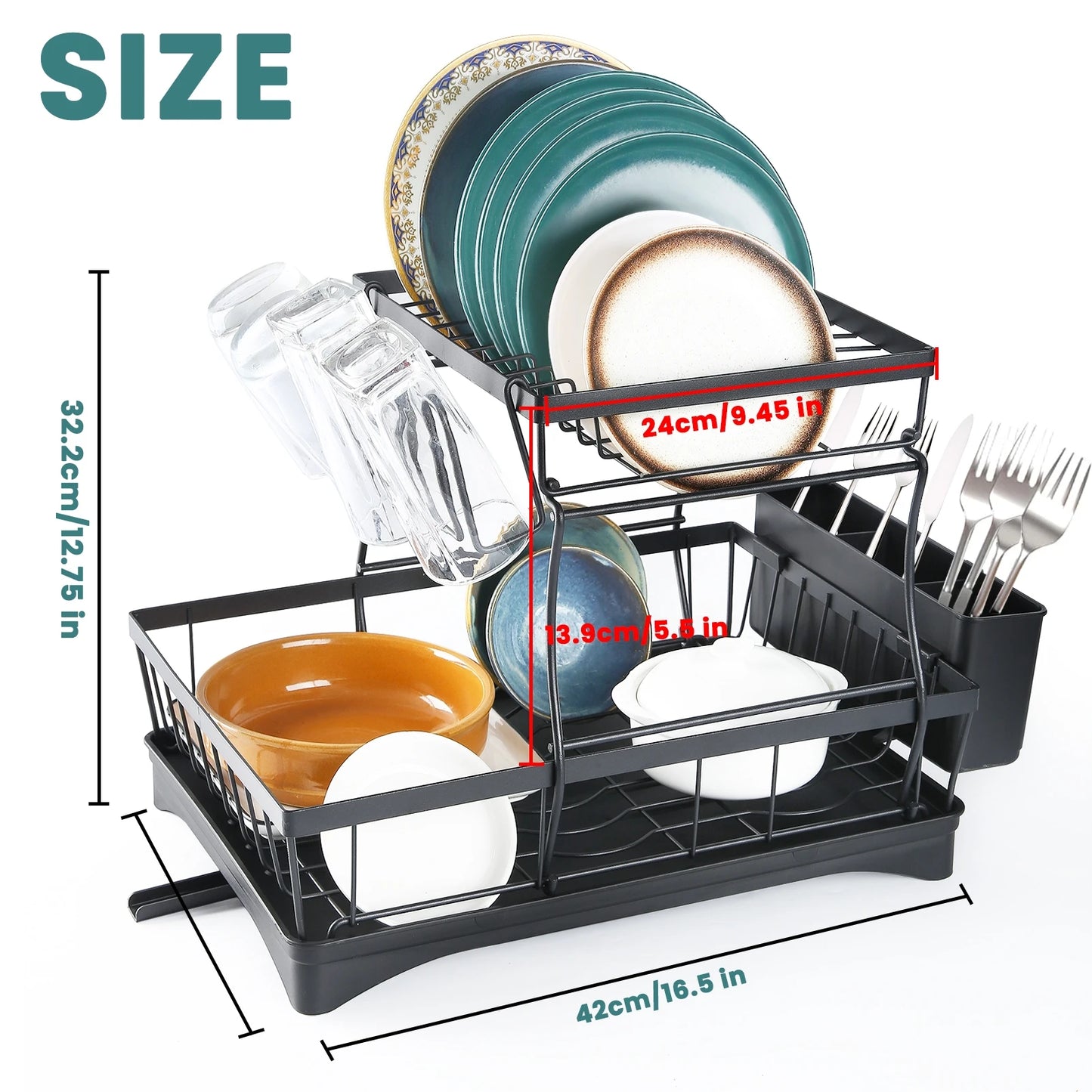 2-Tier Kitchen Dish Drying Rack – Removable & Spacious