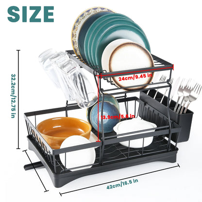 2-Tier Kitchen Dish Drying Rack – Removable & Spacious