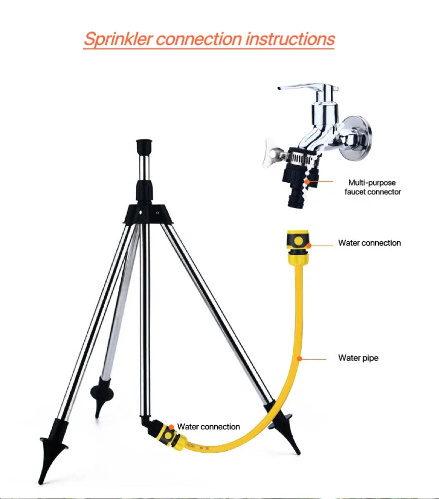 360° Rotating Garden Sprinkler – Stainless Steel Tripod