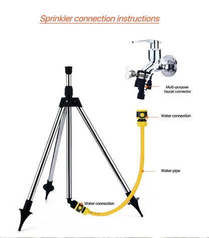 360° Rotating Garden Sprinkler – Stainless Steel Tripod