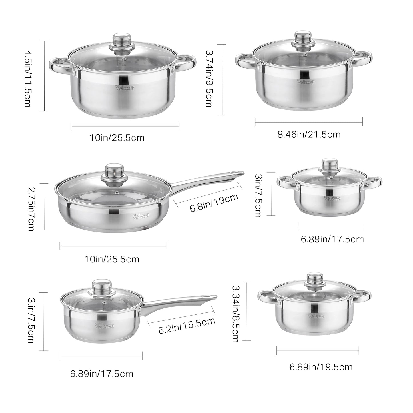 Velaze Kitchen Cookware Set 12 PCS