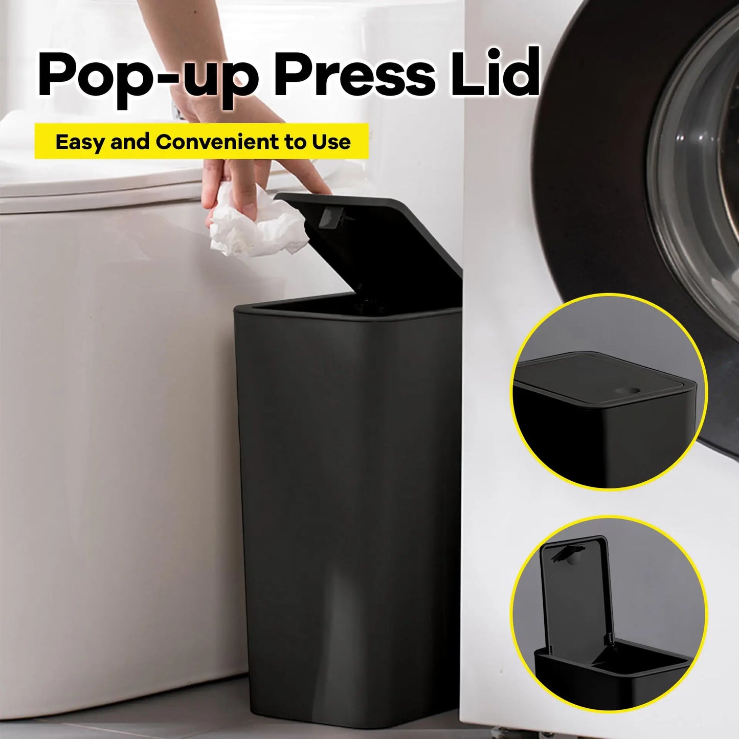 10L Toilet & Bedroom Trash Can – Plastic Lid