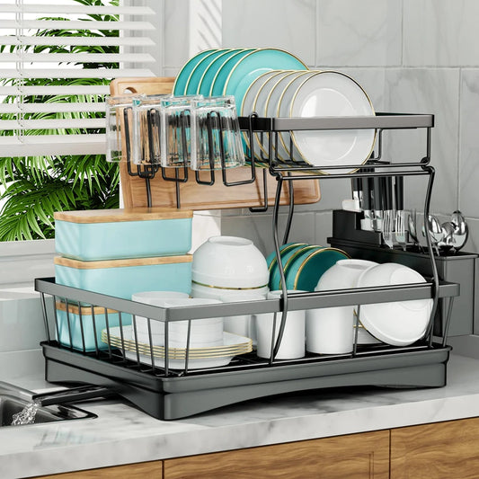 2-Tier Kitchen Dish Drying Rack – Removable & Spacious