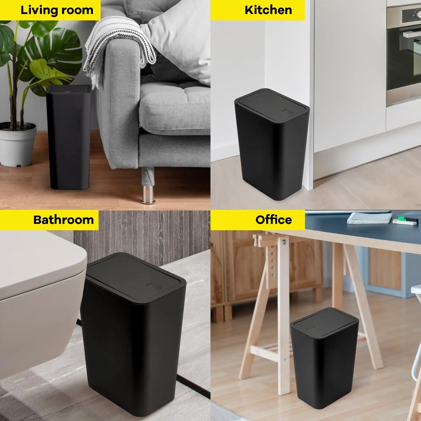 10L Toilet & Bedroom Trash Can – Plastic Lid