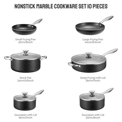 Nonstick Pots and Pans Set 10pcs