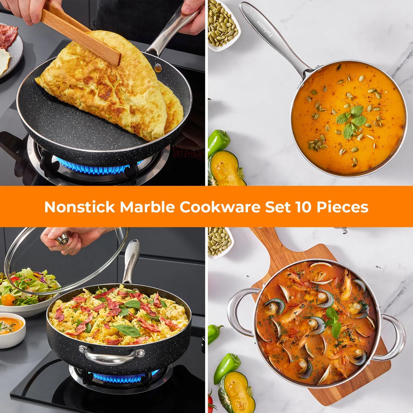 Nonstick Pots and Pans Set 10pcs