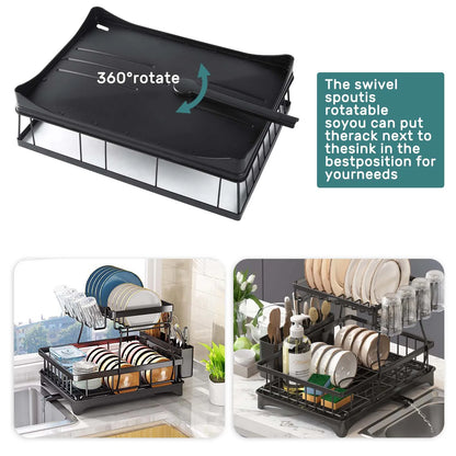 2-Tier Kitchen Dish Drying Rack – Removable & Spacious