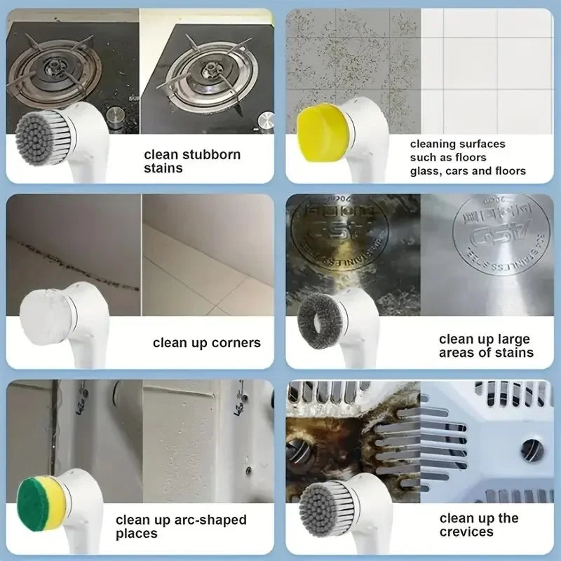 5-in-1 Power Cleaning Brush – Bathroom & Kitchen Tools