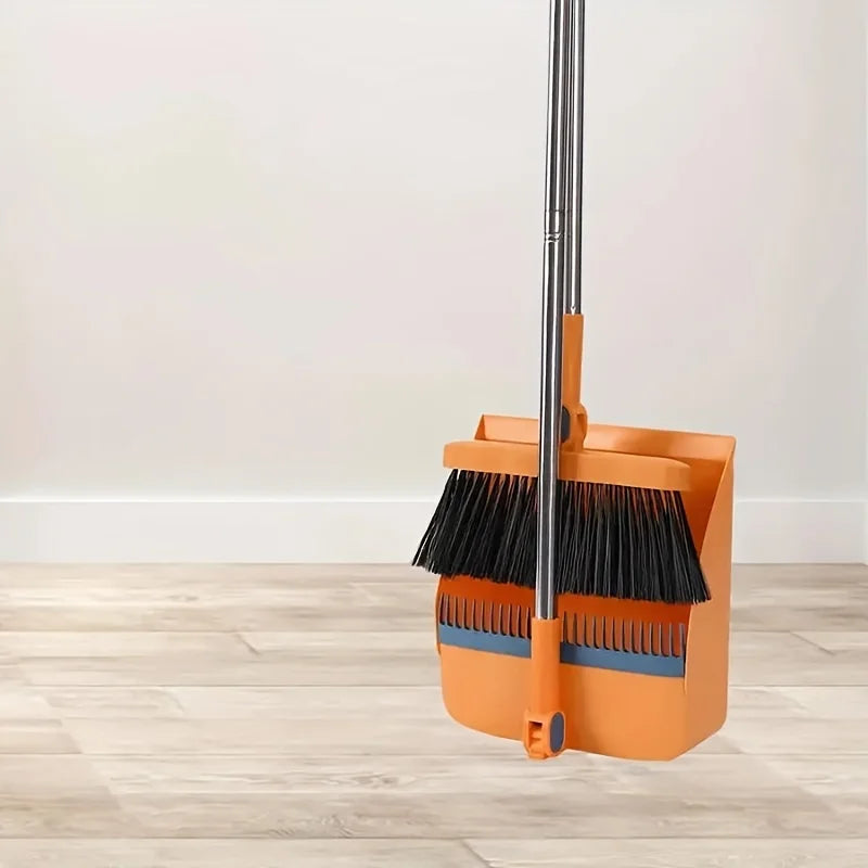 Household Broom And Dustpan Set Durable Sweeping Broom And Dustpan With Long Handle