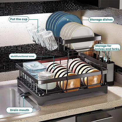 2-Tier Kitchen Dish Drying Rack – Removable & Spacious